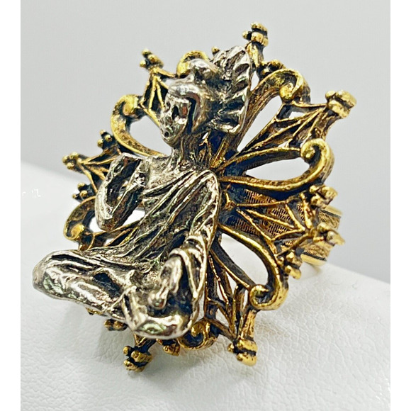 Vintage Signed Art Arthur Pepper Gold & Silver Tone Ring Size 3 - Picture 4 of 5